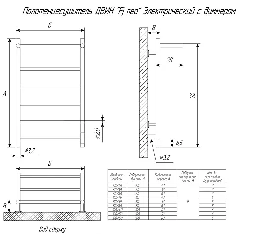 Полотенцесушитель Двин Fj neo 80/50 черный